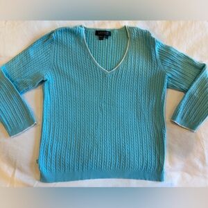 Ralph Lauren Turquoise V-Neck Sweater